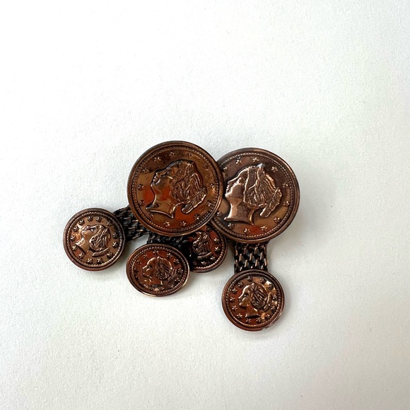 Vintage Copper Earrings Clip On Coin Dangle Style - Picture 2 of 8